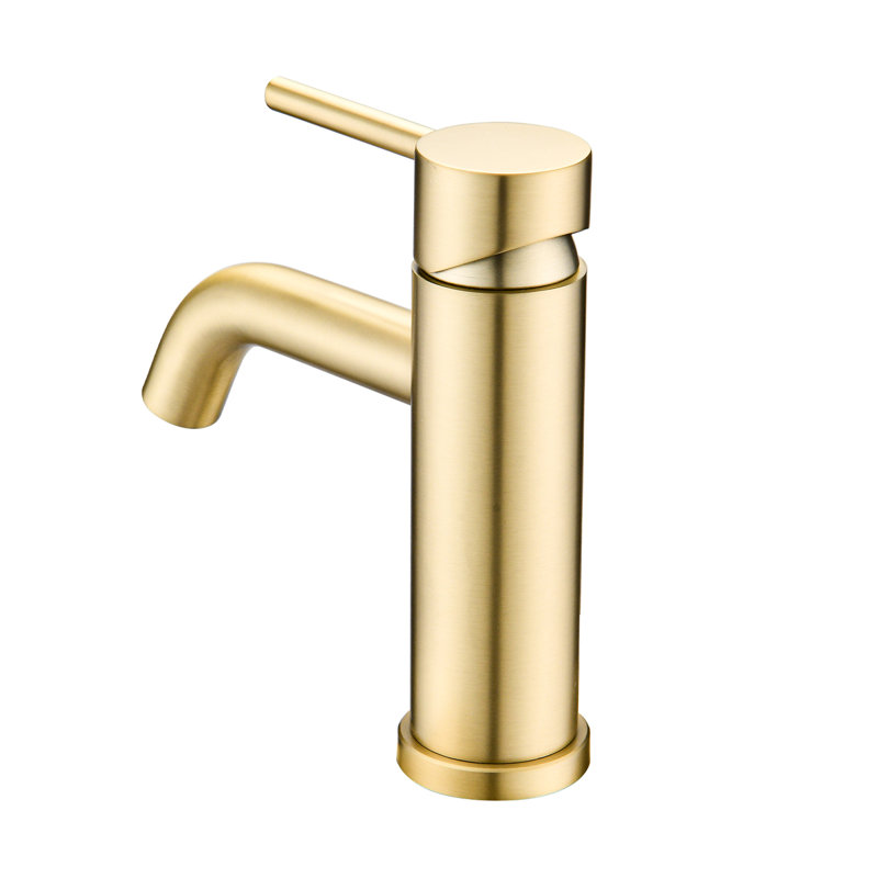Modern Deck-Mounted Bathroom Faucet - Single Hole, Brushed Gold, Stainless Steel, 1.2 Gpm Flow, Cartridge Valve Included Hole Style, Effortless Installation For