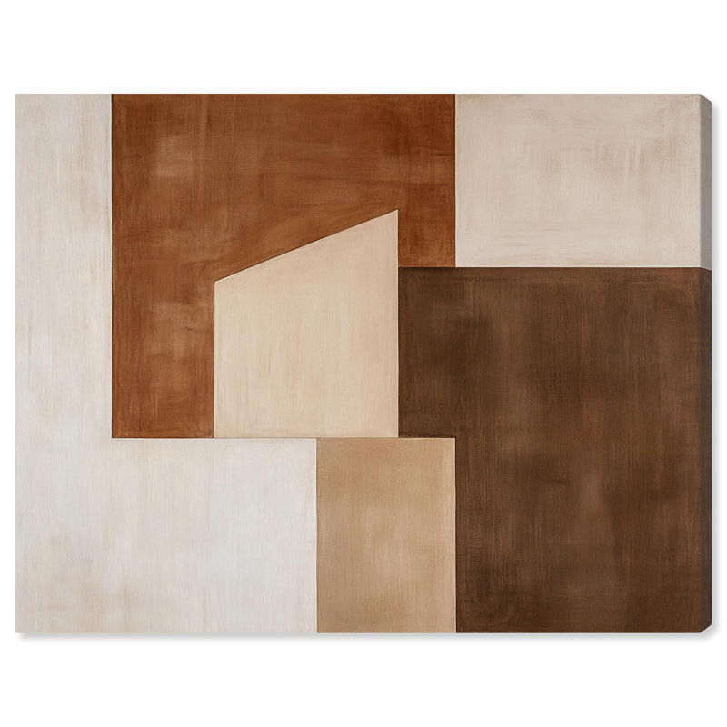 Brown Panels I Canvas Modern Boho Abstract by, 30" H x 36" W, Gallery Wrapped