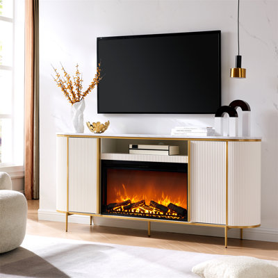 Iyes 70" W Engineered Wood TV Stand with Electric Fireplace