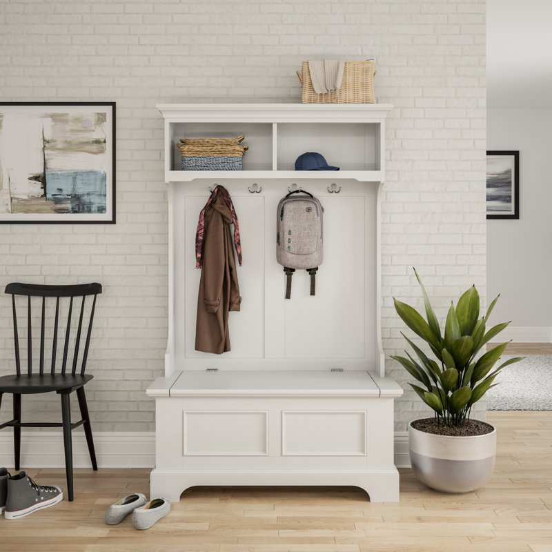 Bankey Hall Tree 40'' Wide with Bench, Off-White