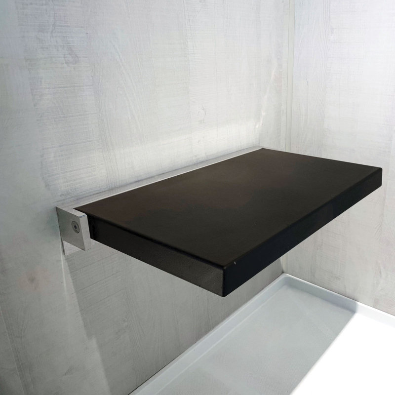 Preston Flip-Up ADA Compliant Shower Seat 20" W x 14" D in Black and Brushed Stainless Steel