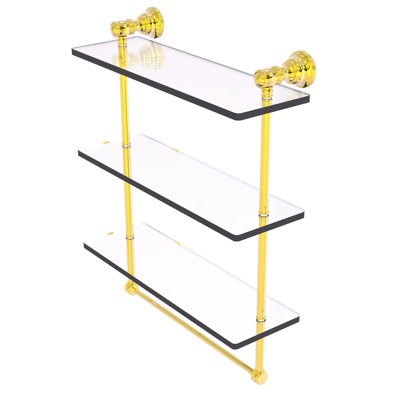 Freyja 3 Piece Glass Tiered Shelf with Towel Bar