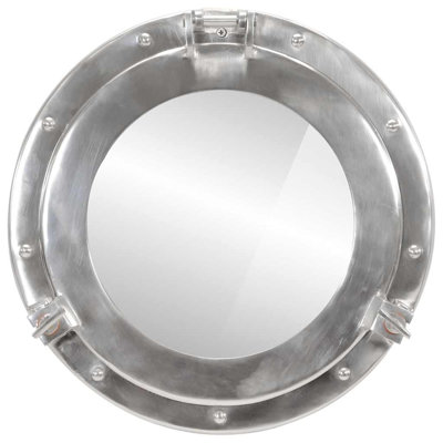 Porthole Mirror Wall Hanging Aluminium And Glass