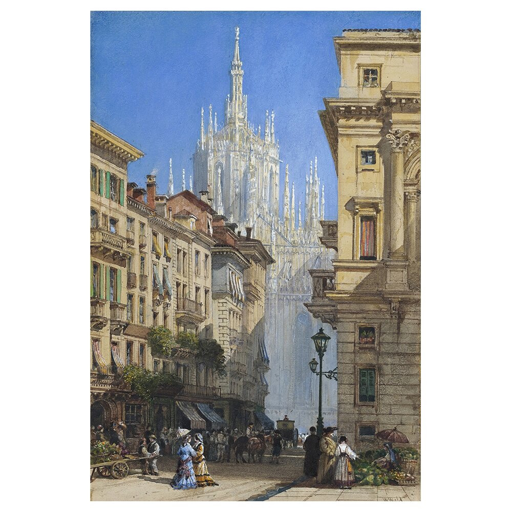 Leinwandbild Der Duomo in Mailand aus einer Seitenstraße von William Wyld