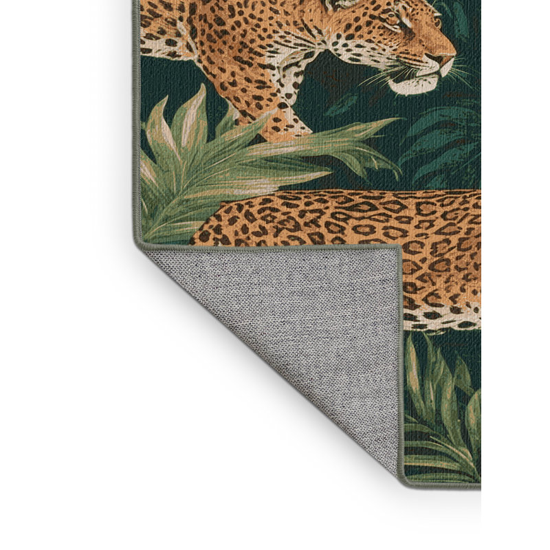Washable Jaguars Big Cats Area Rug, Round 3'
