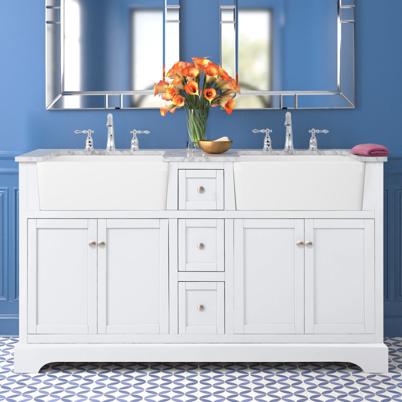 Ensemble de meuble-lavabo double 60 po Pardue, Blanc