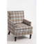 Chaise d'appoint rembourrée, fauteuil vintage avec tissu en lin brun et garniture cloutée pour le salon
