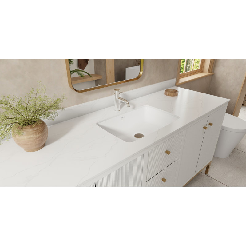 Lavabo de salle de bain encastrable en résine 23,5 po x 16,4 po Badeloft UB-01-G blanc brillant, Blanc brillant