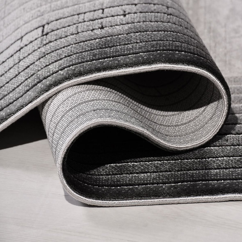 Tapis gris moderne lavable à la machine, Rectangle 2 pi 8 po x 5 pi