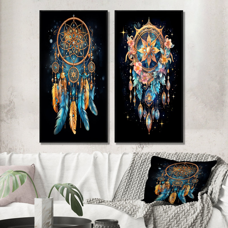 Dreamcatcher Dreams Interceptor "Dreamcatcher Dreams Interceptor" 2 - pièces sur, Cadre noir, H 20 po x l 24 po