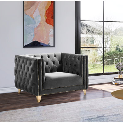 Michelle 44" W Tufted Velvet Armchair