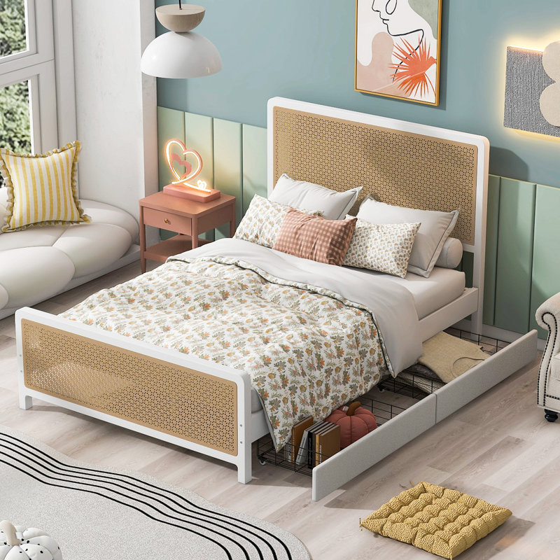 Metal Platform Bed With 2 Drawers