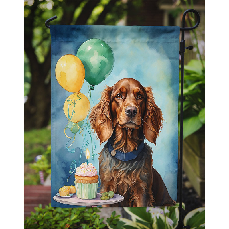 Drapeau de jardin «Happy Birthday», Setter irlandais