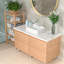 Lavabo vasque de salle de bain rectangulaire sur comptoir en céramique blanche avec trou pour robinet-129241561