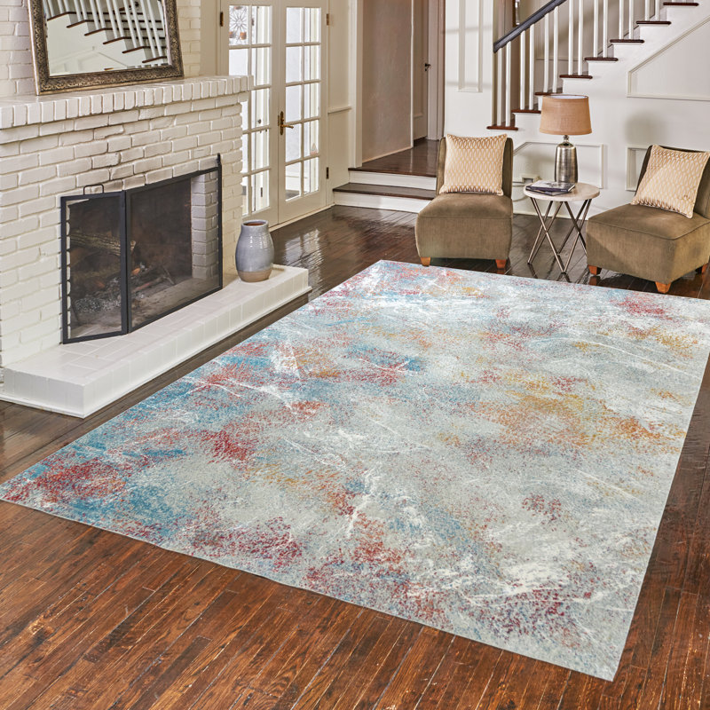  Tapis intérieur en viscose abstraite moderne gris Crius Shiso, Rectangle 5 pi 3 po x 7 pi