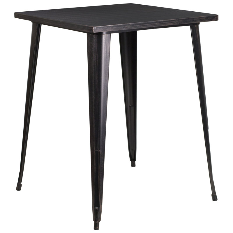 Table carrée intérieure / extérieure Angeleca, Noir / Doré antique, l 33,25 po x L 33,25 po x H 40,75 po