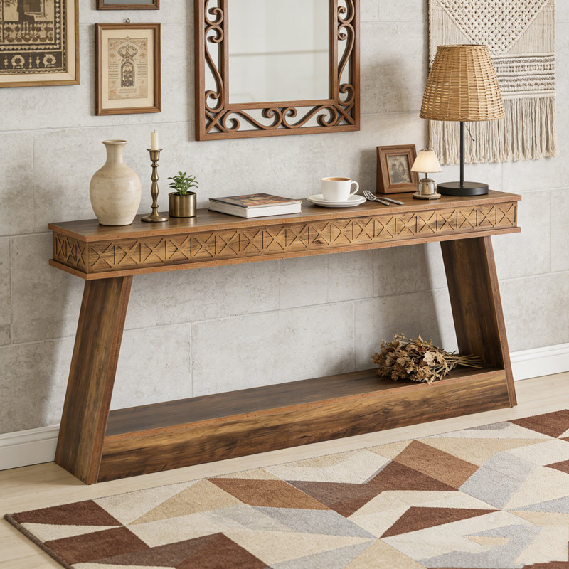 Farmhouse Sofa Table Console Table Entryway Table with Storage, Brown