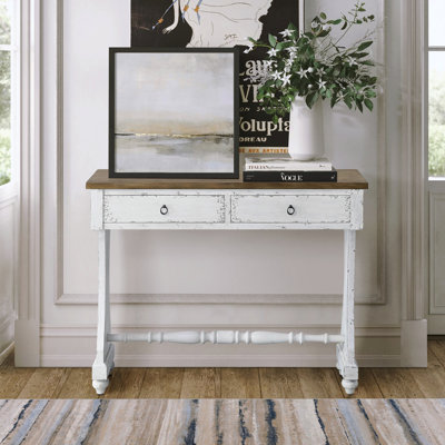 2-Drawer Console Table for Living Room - Antique White