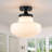 Single-Light Ribbed Milk Glass Flush Mount