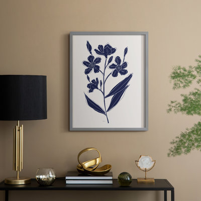 Indigo Botanical Study I Framed Print - Solid Wood