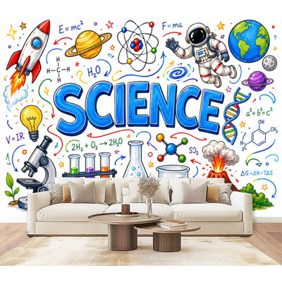 Papier peint auto-adhésif coloré, chimie, physique, astronomie, éléments spatiaux, H 69 po x l 96 po, papier peint amovible en PVC, adhésif pour chambre à coucher, bureau à domicile