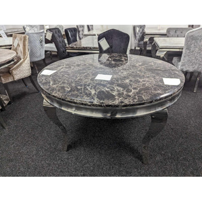 Penndel Round Black marble Dining Table