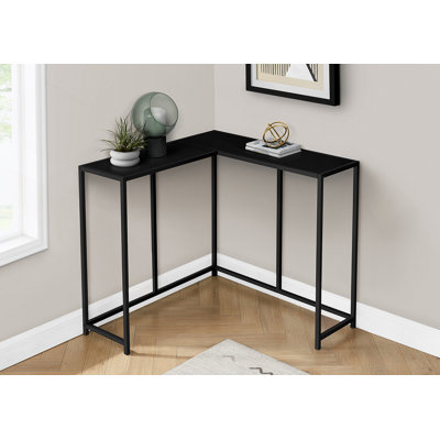 Accent Table, Console, Entryway, Narrow, Corner, Black Laminate, Black Metal, Contemporary, Modern
