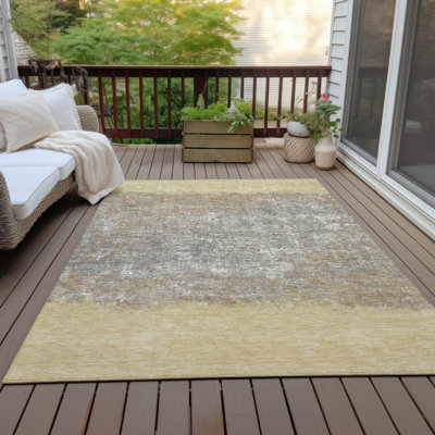 Machine Washable Indoor/Outdoor Husby ACN2214 Striped Rug