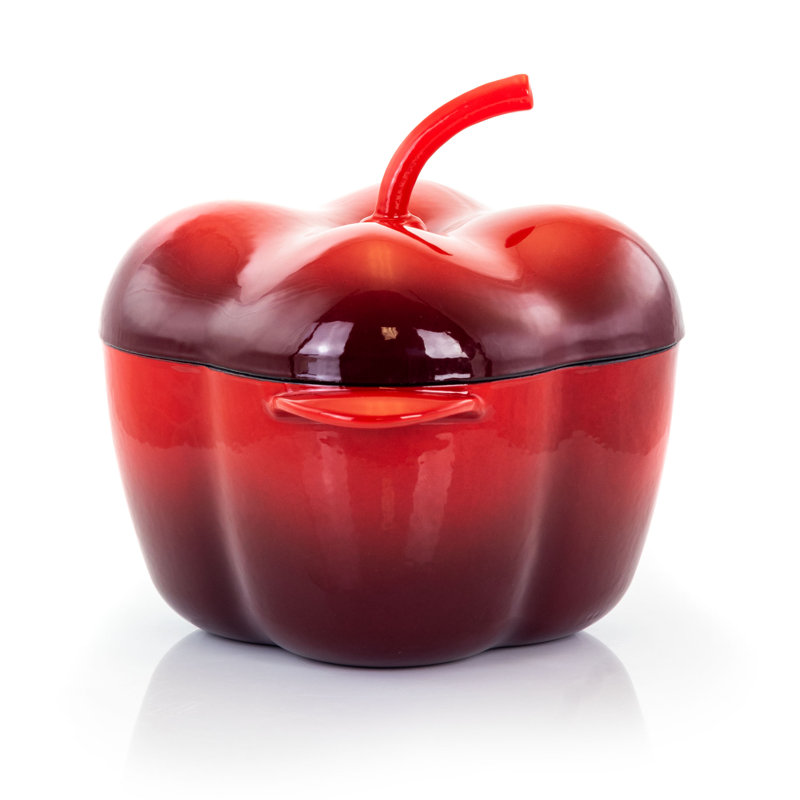 Mega Chef MG-CP23A Cast Iron Casserole Bakeware, Red