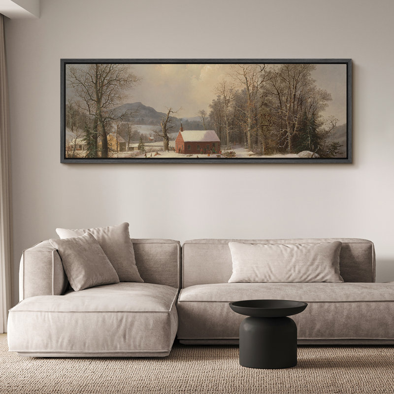 «Rustic Countryside Countryside Snow Winter Homestead Serenity», reproduction d'art sur toile, H 20 po x l 60 po