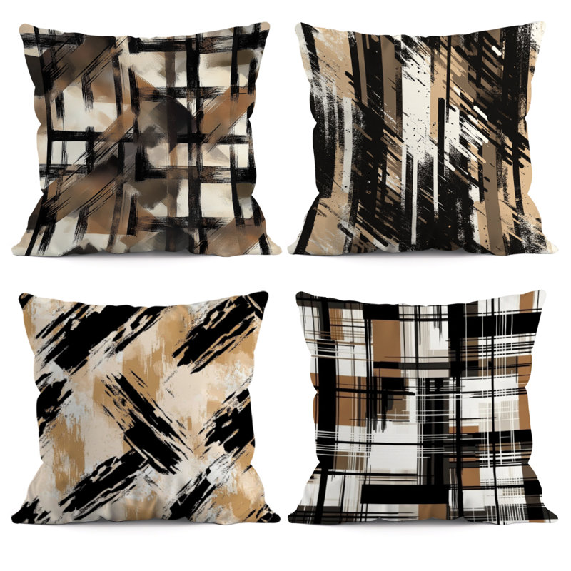 4 Pcs Abstract Stripes Pattern Decorative Pillow Covers