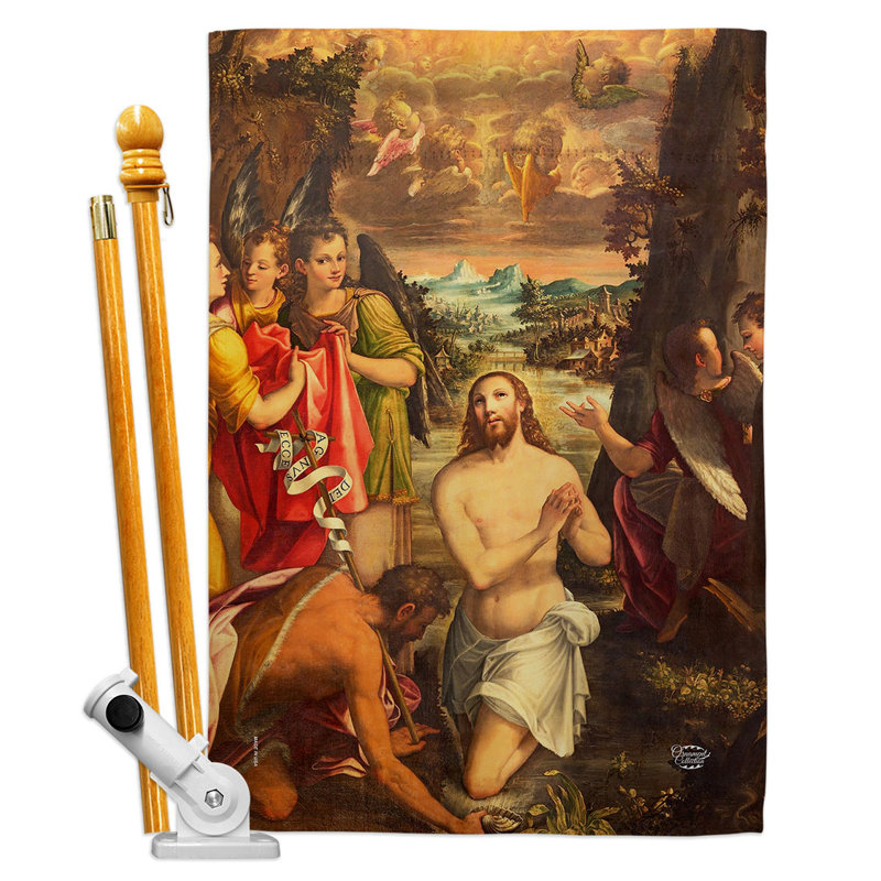Double Sided 40 in. H x 28 in. W Polyester Flag set