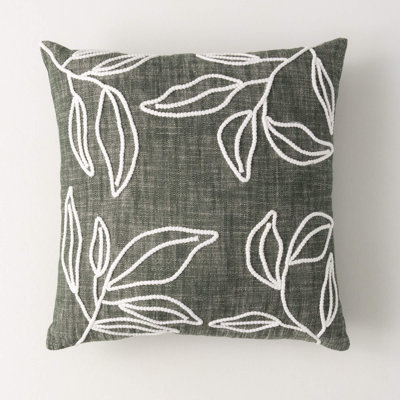 Cyprus Grove Embroidered Cotton Throw Pillow