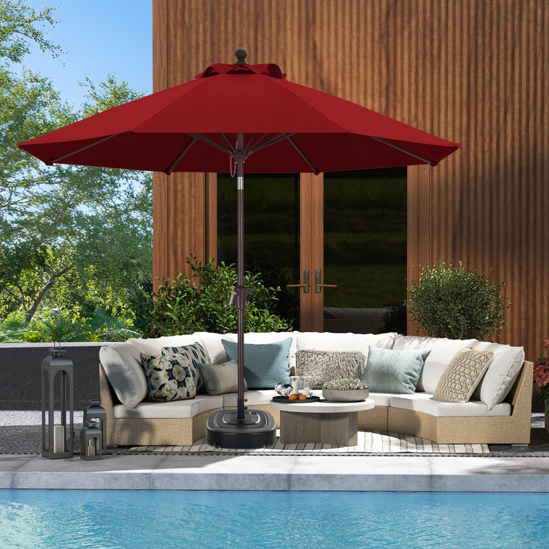 Parasol de patio en oléfine 9 pi 9 pi, Rouge