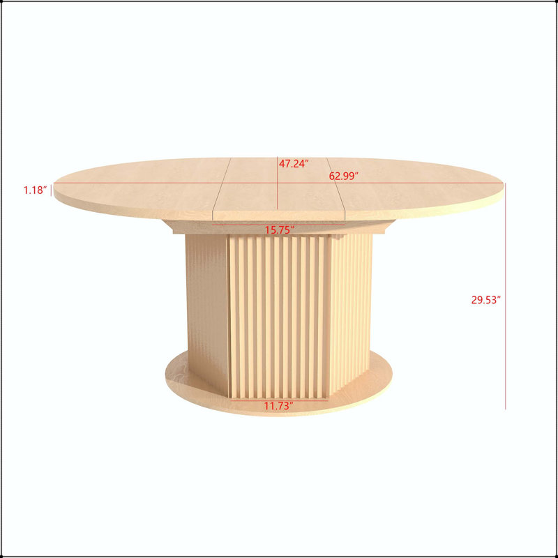 Table de salle à manger ronde extensible avec base hexagonale texturée