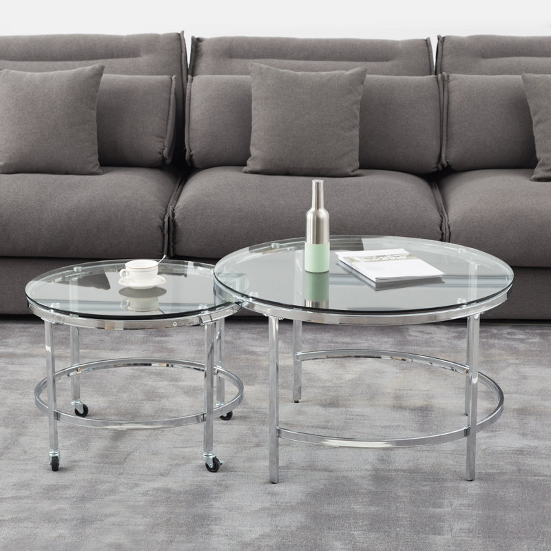 Antich Glass Tray Top Nesting Tables