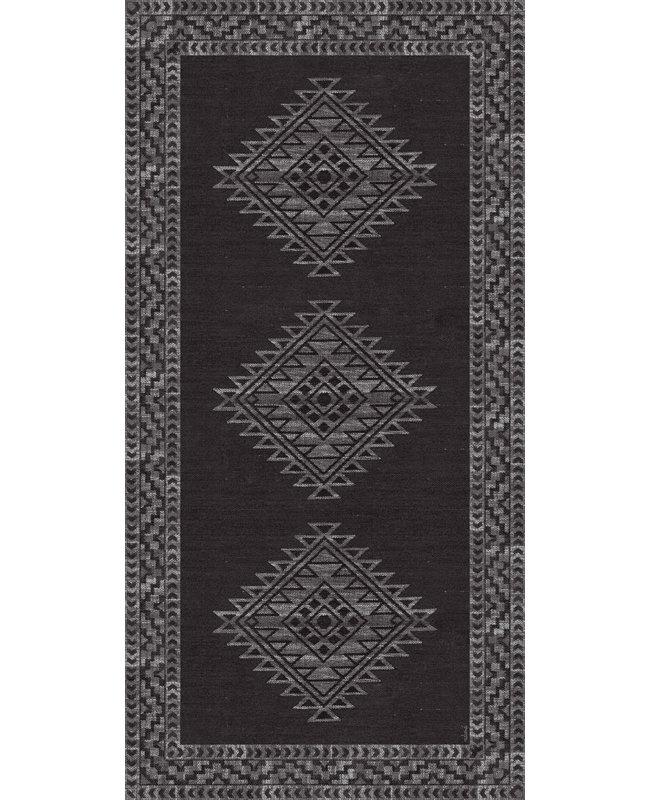 Cusco Vinyl Black Rug Easy to clean, Rectangle 3' x 5'