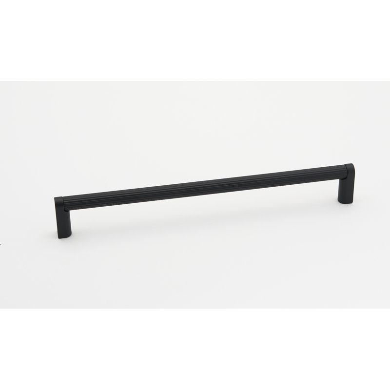 Matte Black Ribbed Aluminum Modern Bar Pull