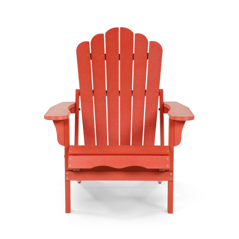 Henninger Foldable Outdoor Adirondack Chair, Red