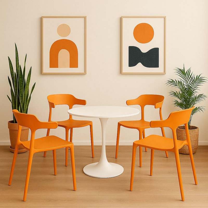 Ensemble de 2 chaises en plastique noir Monolithe, Orange, 4