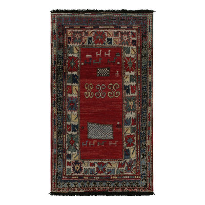 Rug & Kilim’S Antique Turkmen Rug In Red With Blue & Gold Tribal Patterns