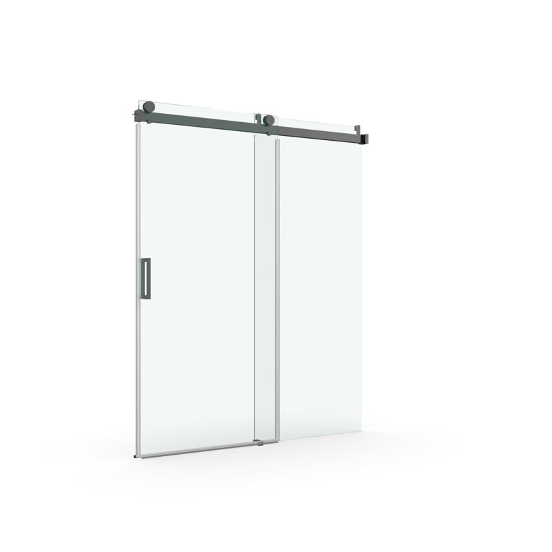 Porte de douche coulissante double sans cadre l 68 à 72 po x H 76 po, Noir mat