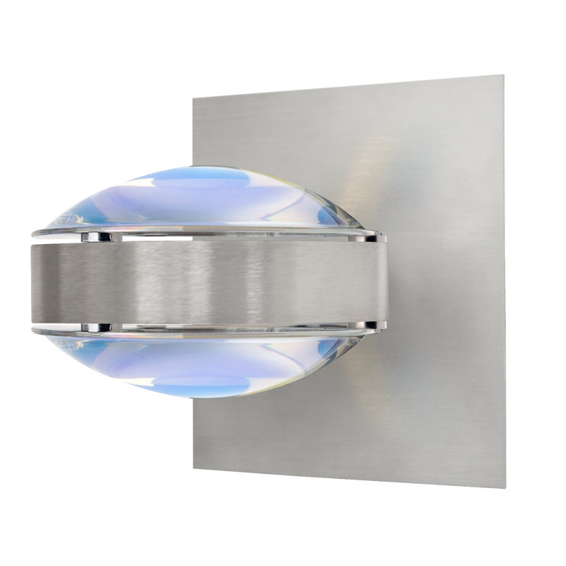 Optos Flush Mounted Sconce, Brushed Aluminum, Frost/Frost