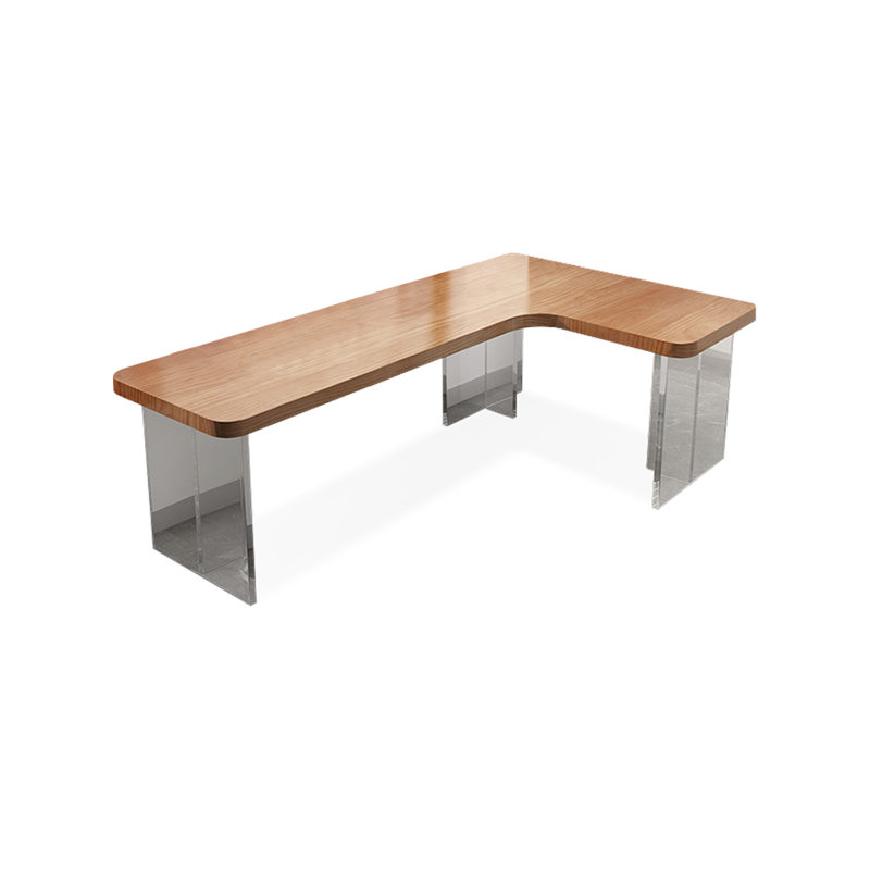 Walnut L-Shaped Solid Wood Writing desk, 29.53"H*70.87"W*39.37"D, Right