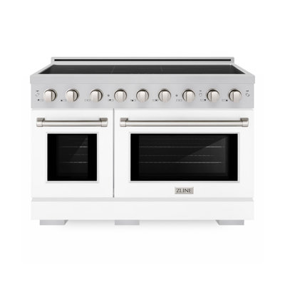 ZLINE 48 in. 6.7 cu. ft. Satin Stainless Steel Paramount Induction Range with White Matte Doors