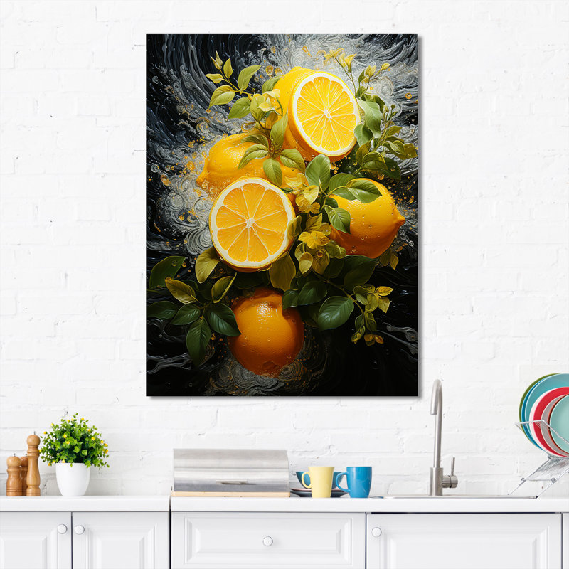 Citron agrume sérénité V - fruits, art mural, H 44 po x l 34 po x P 1,5 po