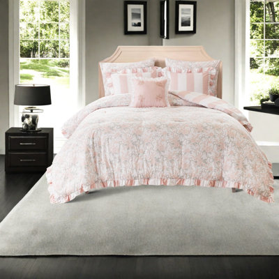 Striped and Toile Comforter Set