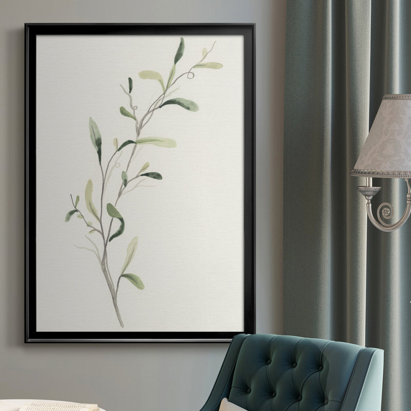 Toile de qualité supérieure avec broche Spindle Sprig IV - prête à être suspendue, Cadre noir, H 36,5 po x l 26,5 po x P 1 po