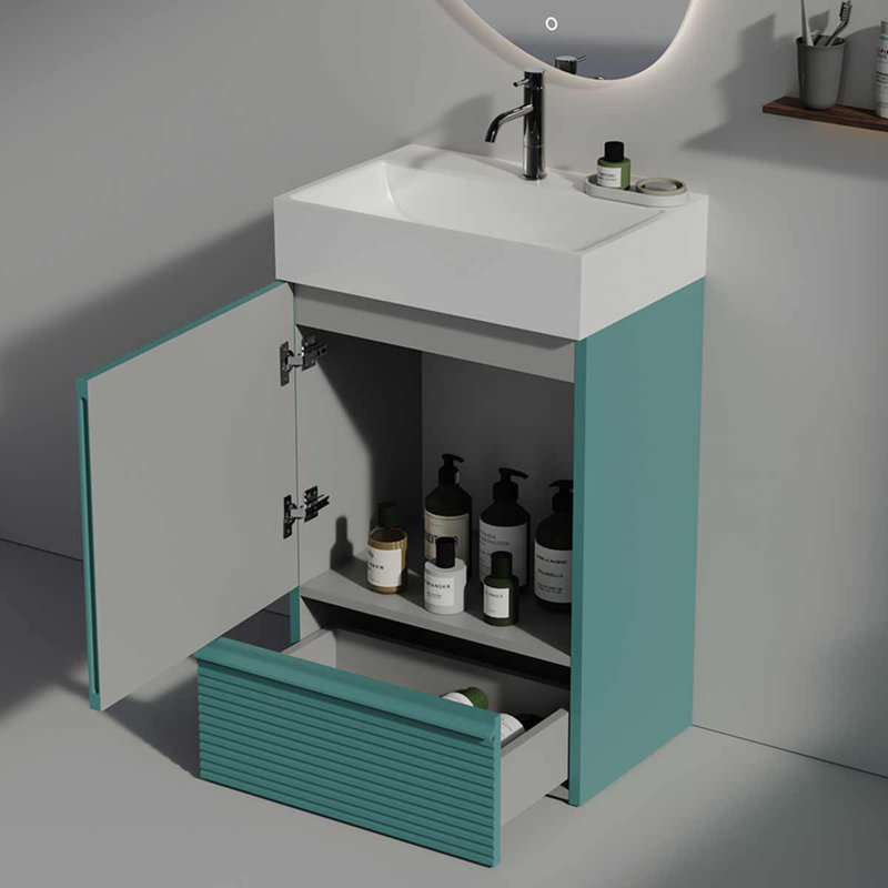 Ensemble de meuble-lavabo autoportant 20 po avec lavabo en céramique Modern, Bleu