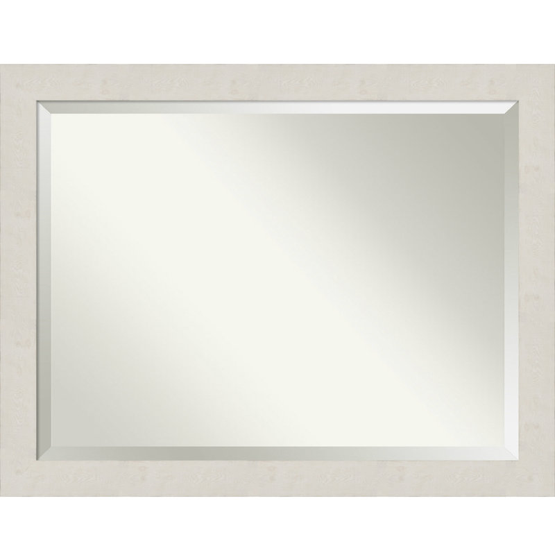 Akhia Narrow Beveled Wall Mirror, 35" x 45", Distressed Cream White